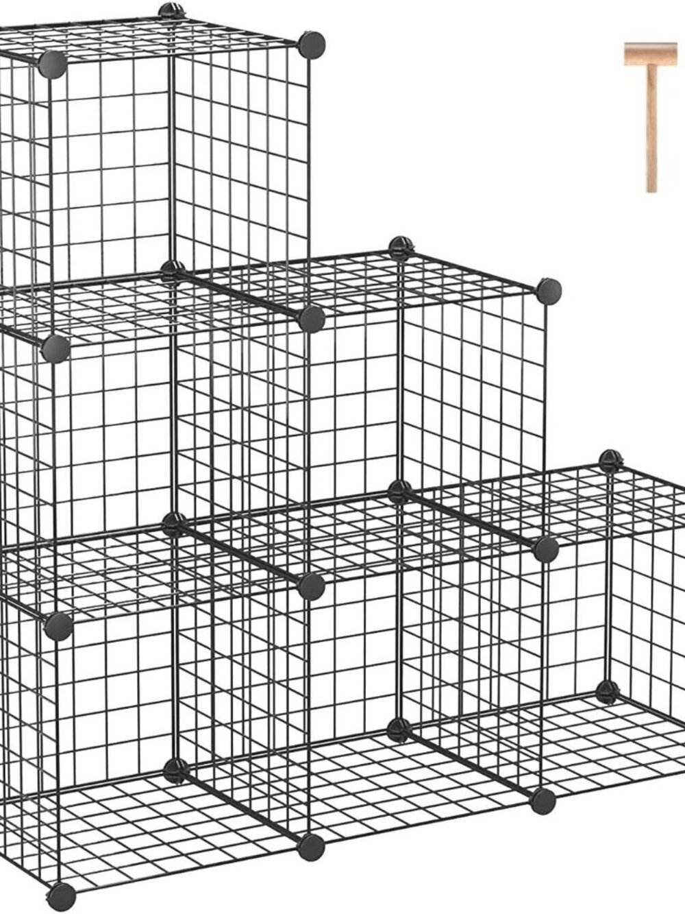 Wire Cube Storage, 6 - Cube Organizer Metal C Grids, Storage, Black